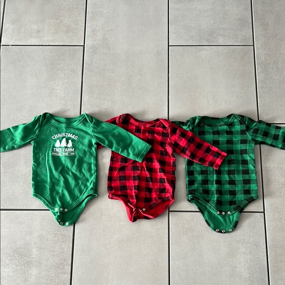 Hudson Baby 9-12 months 3 bodysuits Plaid and Graphics set